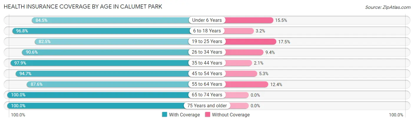 Health Insurance Coverage by Age in Calumet Park