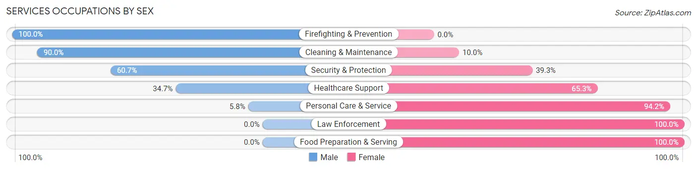 Services Occupations by Sex in Calumet Park