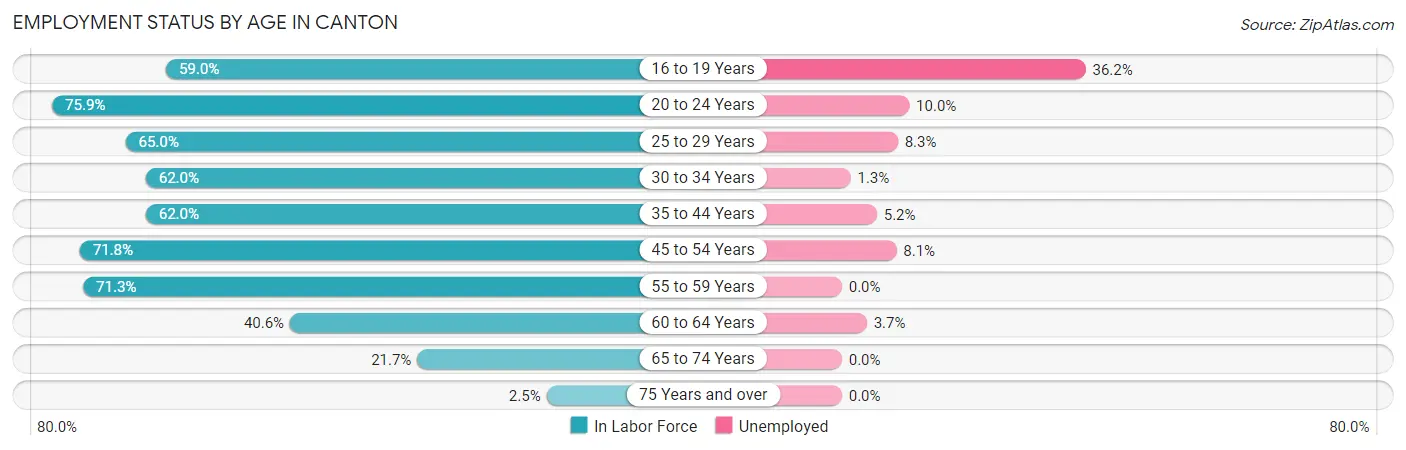 Employment Status by Age in Canton