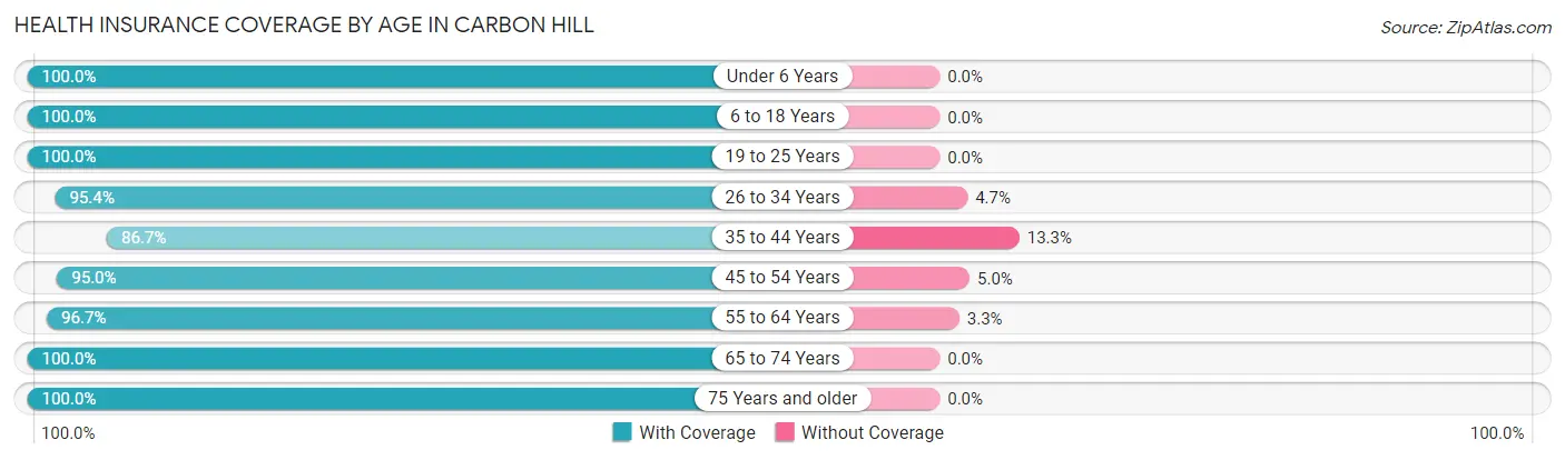 Health Insurance Coverage by Age in Carbon Hill