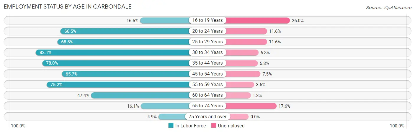 Employment Status by Age in Carbondale