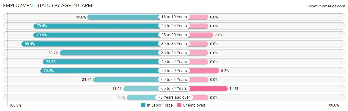Employment Status by Age in Carmi