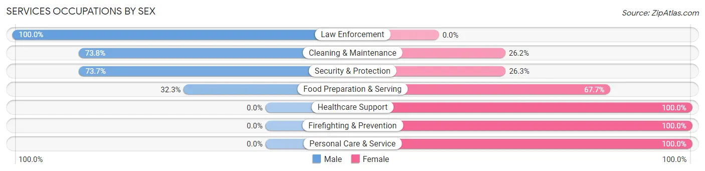 Services Occupations by Sex in Casey