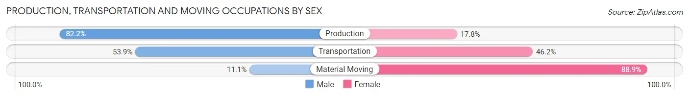 Production, Transportation and Moving Occupations by Sex in Central City