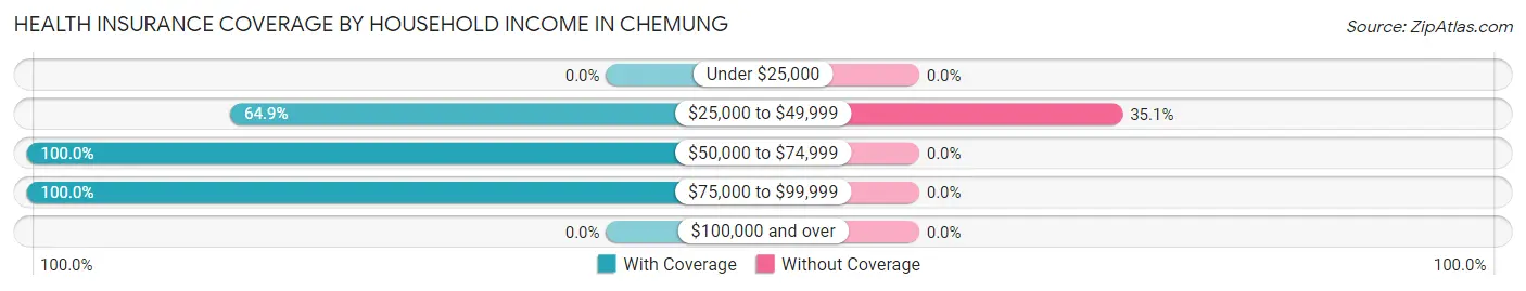 Health Insurance Coverage by Household Income in Chemung