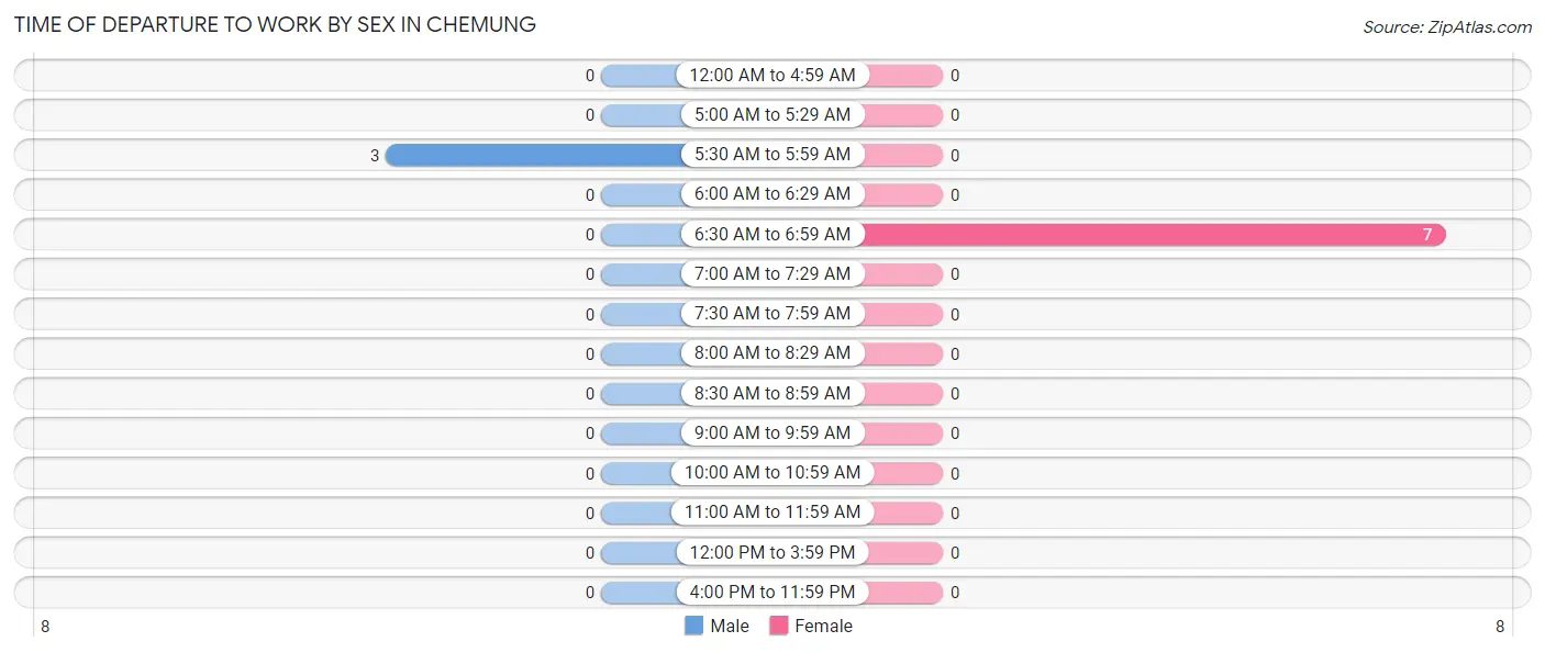 Time of Departure to Work by Sex in Chemung