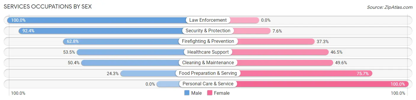 Services Occupations by Sex in Chester