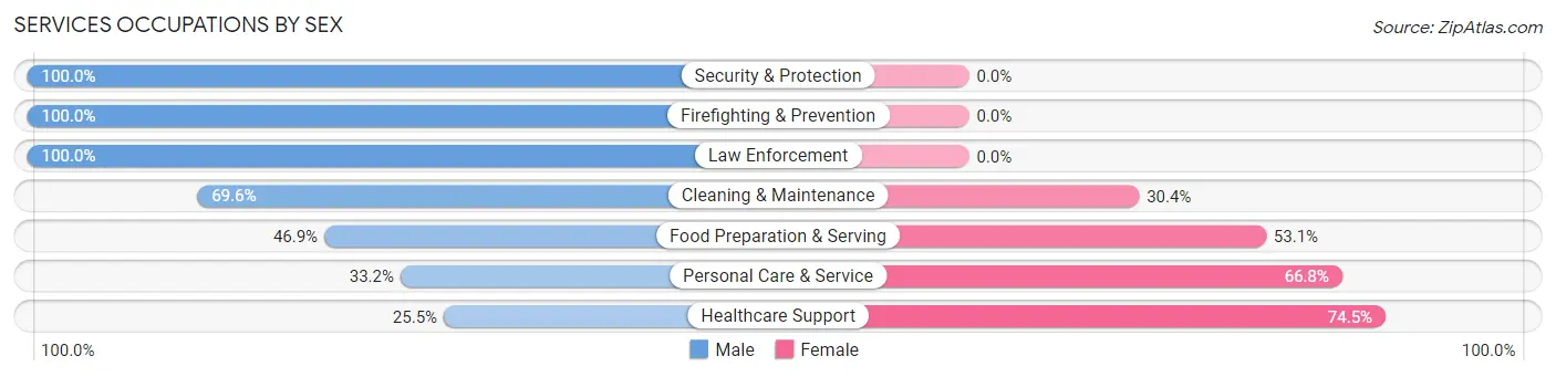 Services Occupations by Sex in Chicago Heights