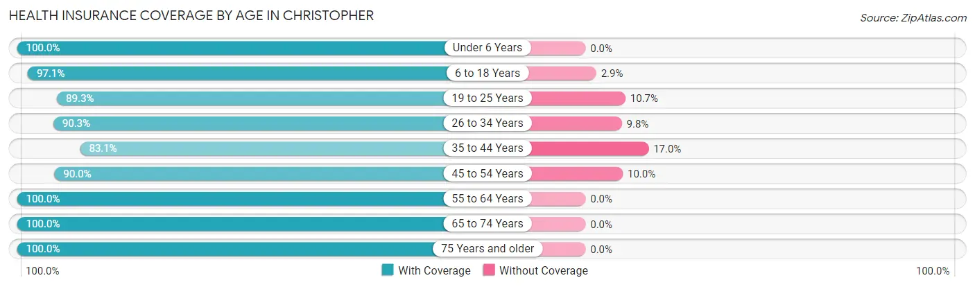 Health Insurance Coverage by Age in Christopher