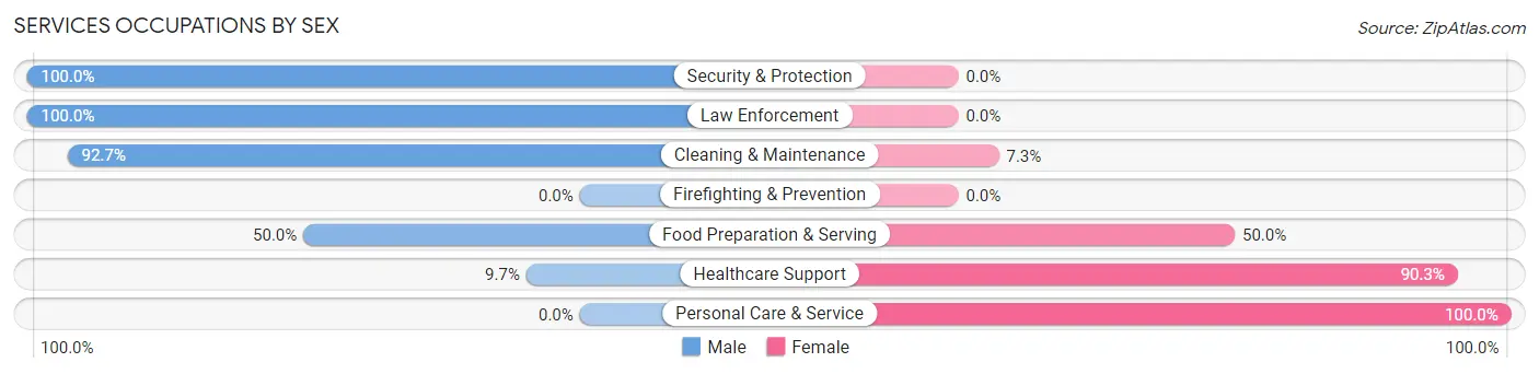 Services Occupations by Sex in Colchester