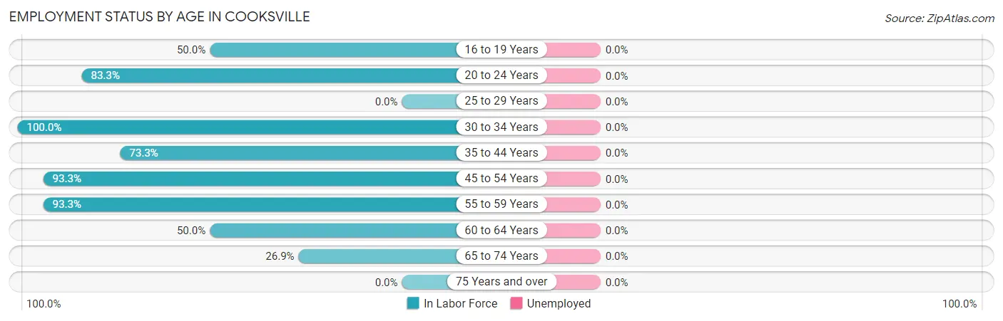 Employment Status by Age in Cooksville