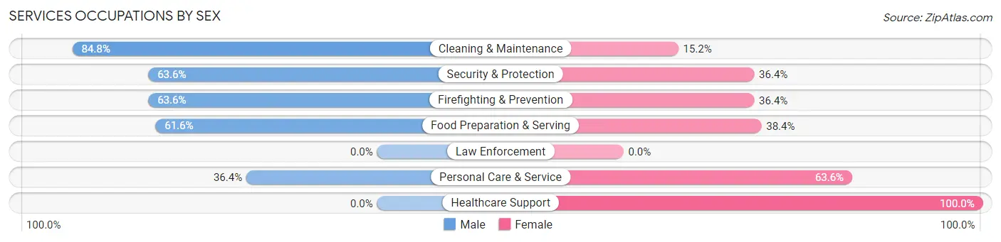 Services Occupations by Sex in Countryside
