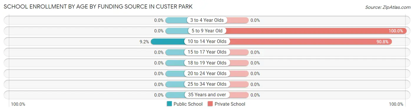School Enrollment by Age by Funding Source in Custer Park