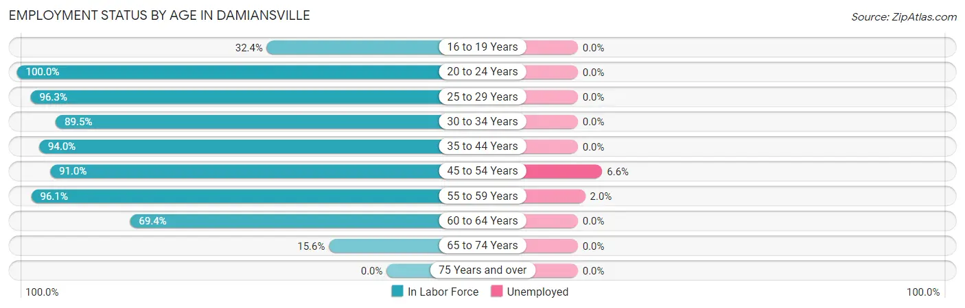 Employment Status by Age in Damiansville