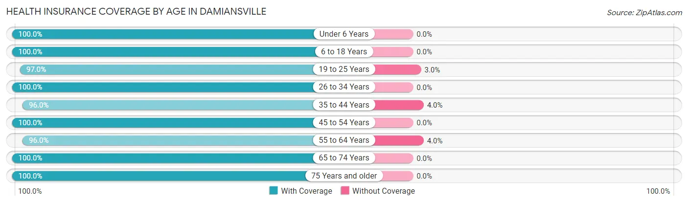 Health Insurance Coverage by Age in Damiansville