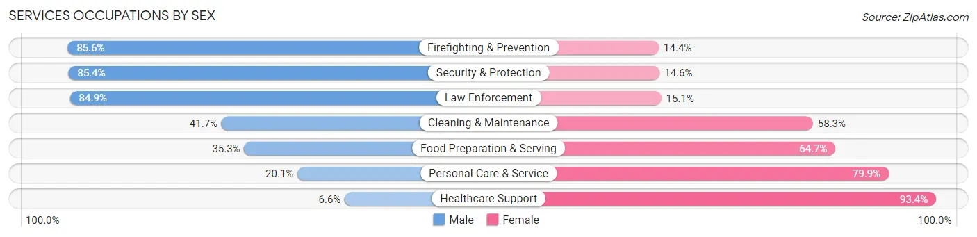 Services Occupations by Sex in Des Plaines