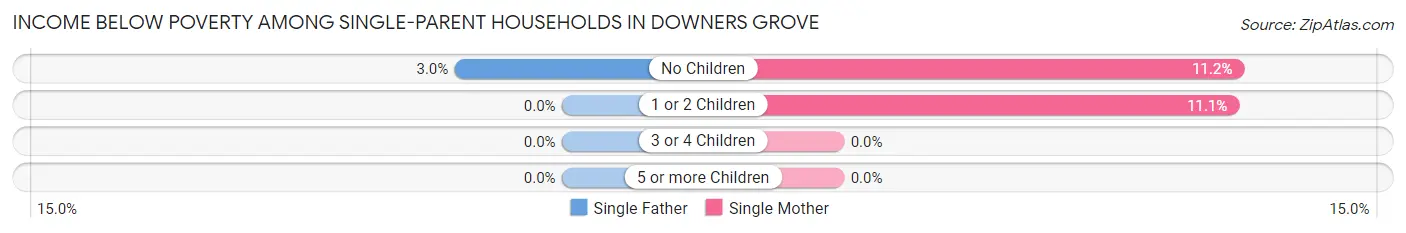 Income Below Poverty Among Single-Parent Households in Downers Grove