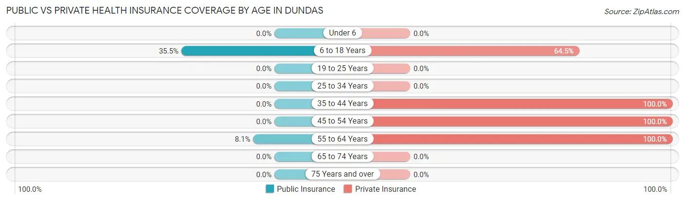 Public vs Private Health Insurance Coverage by Age in Dundas