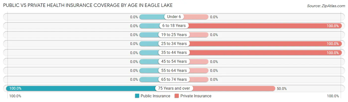 Public vs Private Health Insurance Coverage by Age in Eagle Lake