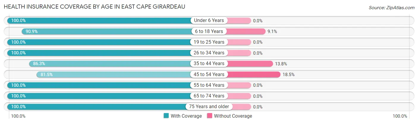 Health Insurance Coverage by Age in East Cape Girardeau