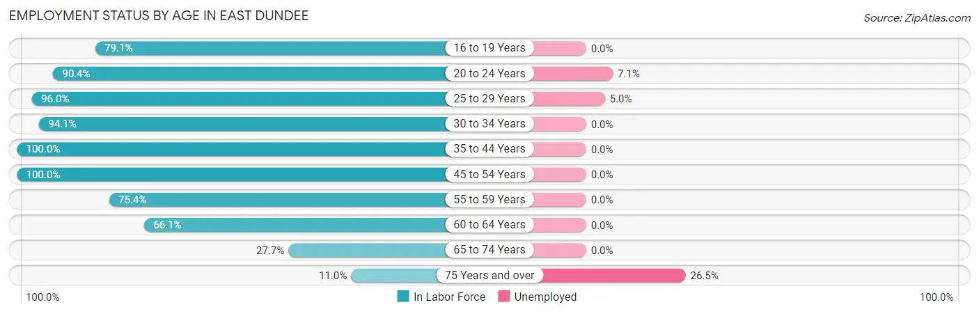 Employment Status by Age in East Dundee