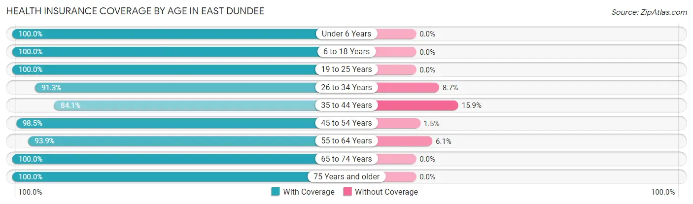 Health Insurance Coverage by Age in East Dundee