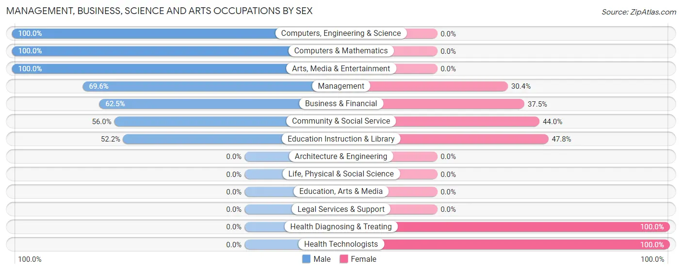 Management, Business, Science and Arts Occupations by Sex in East Gillespie