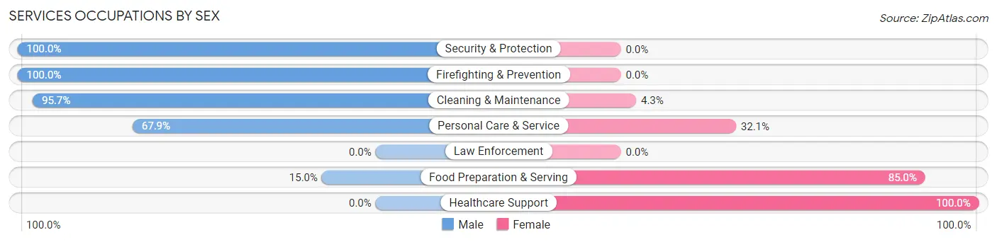 Services Occupations by Sex in East Hazel Crest