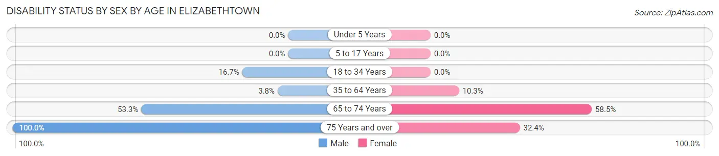Disability Status by Sex by Age in Elizabethtown