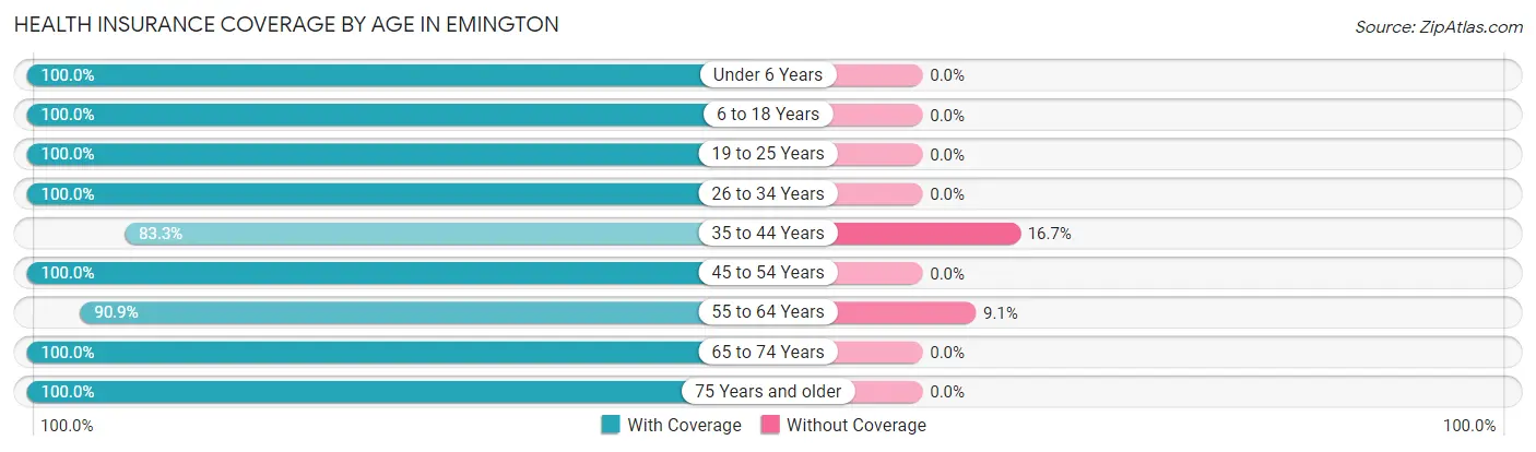 Health Insurance Coverage by Age in Emington