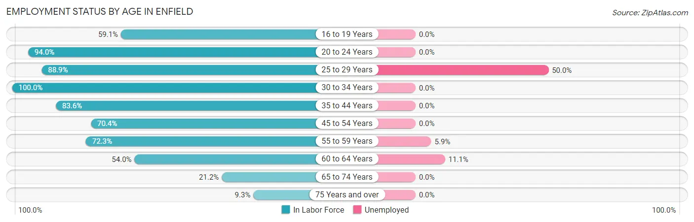 Employment Status by Age in Enfield