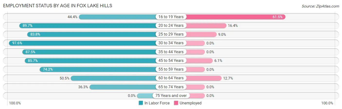 Employment Status by Age in Fox Lake Hills