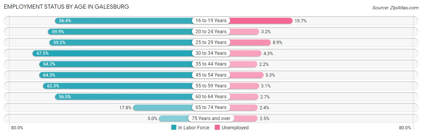 Employment Status by Age in Galesburg