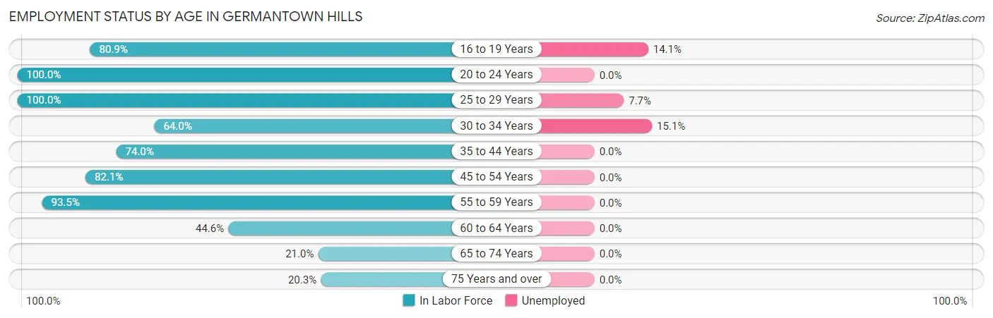 Employment Status by Age in Germantown Hills