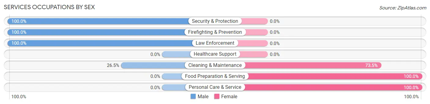 Services Occupations by Sex in Gillespie