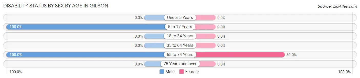 Disability Status by Sex by Age in Gilson