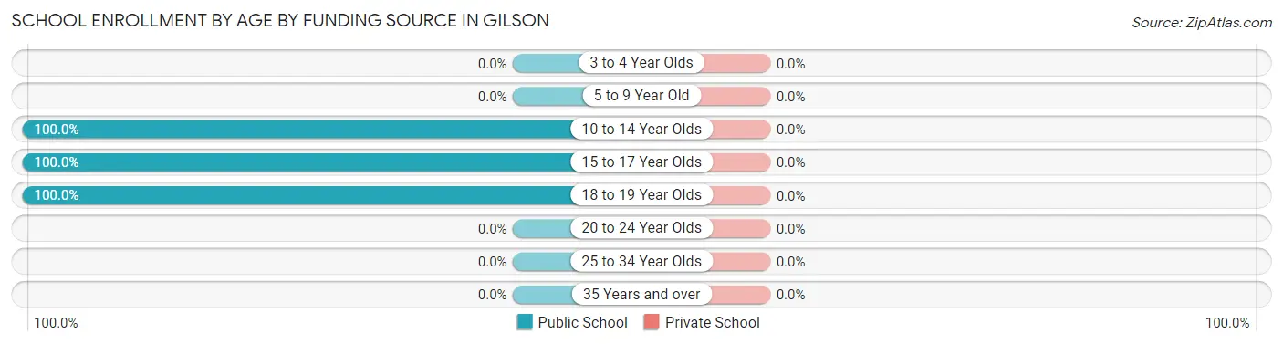 School Enrollment by Age by Funding Source in Gilson