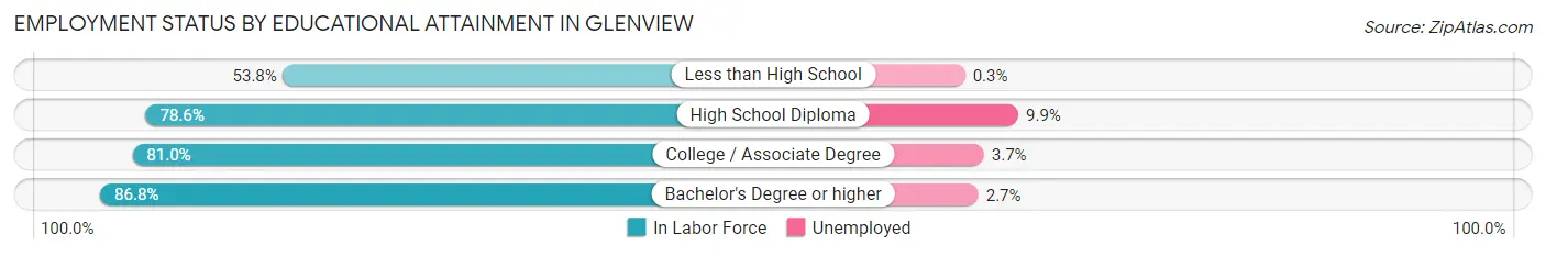 Employment Status by Educational Attainment in Glenview