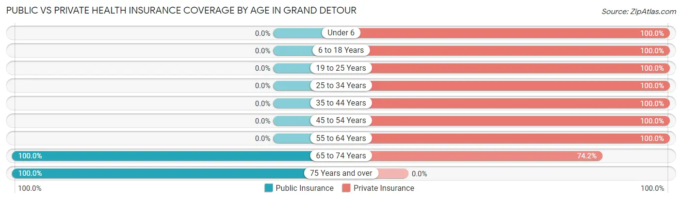 Public vs Private Health Insurance Coverage by Age in Grand Detour