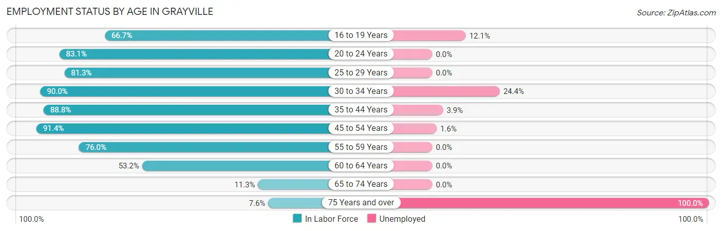Employment Status by Age in Grayville