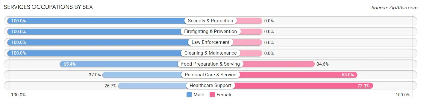 Services Occupations by Sex in Greenview
