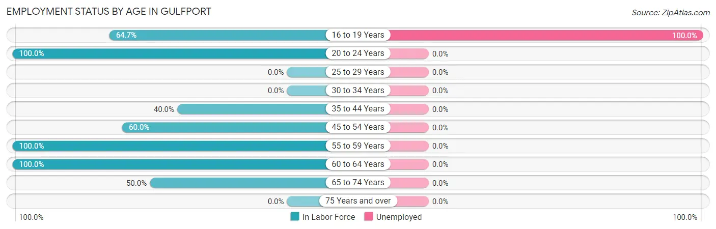 Employment Status by Age in Gulfport