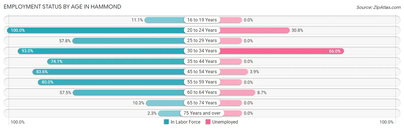 Employment Status by Age in Hammond