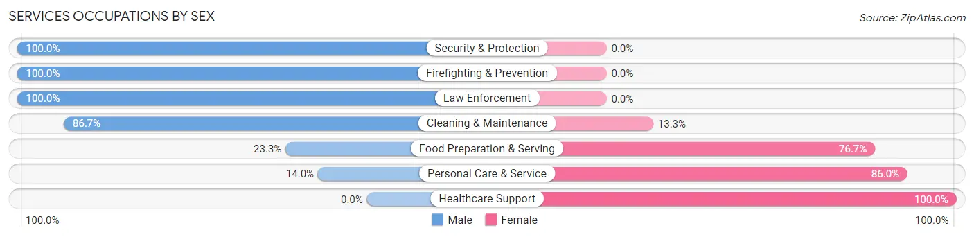 Services Occupations by Sex in Heyworth