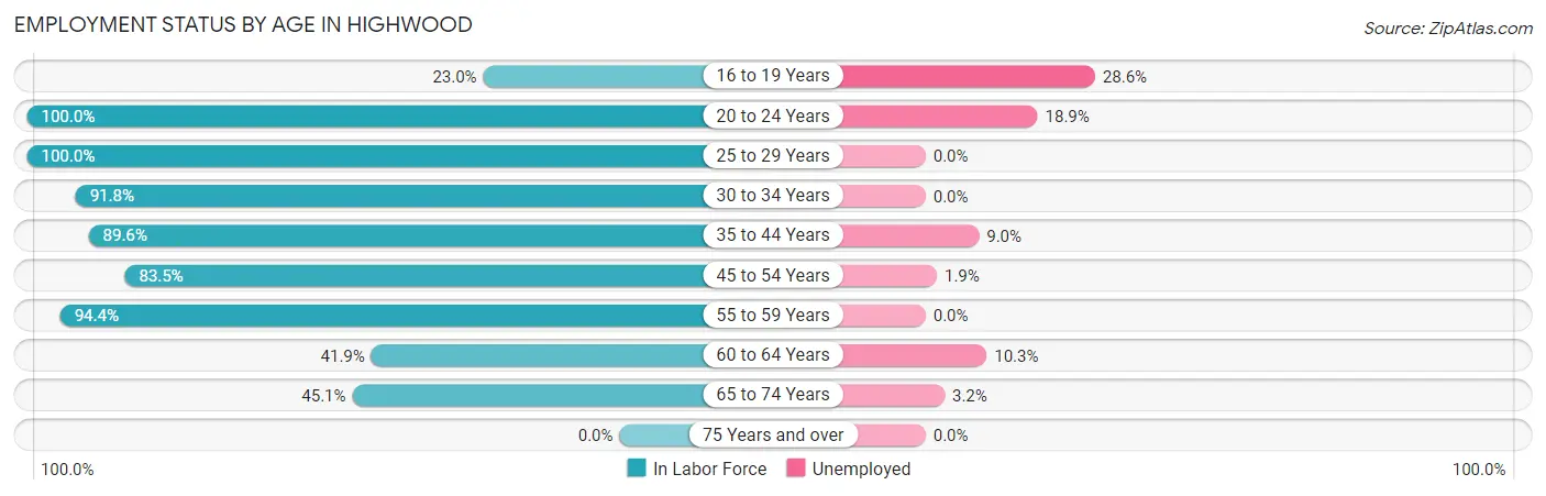 Employment Status by Age in Highwood
