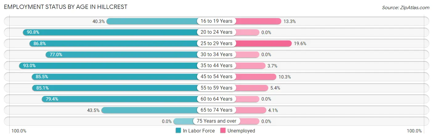 Employment Status by Age in Hillcrest