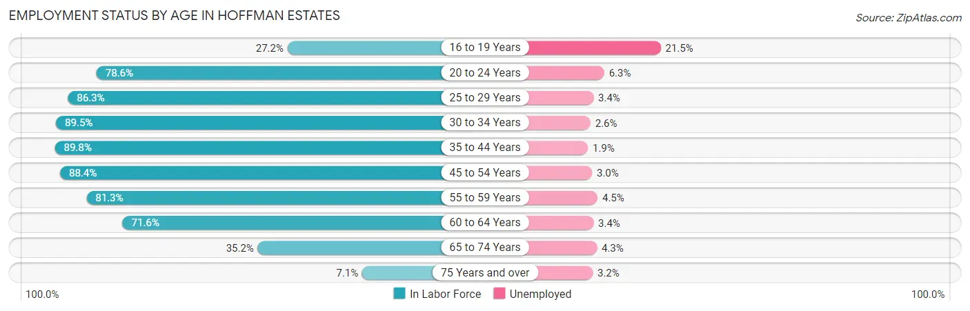 Employment Status by Age in Hoffman Estates