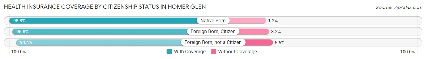 Health Insurance Coverage by Citizenship Status in Homer Glen