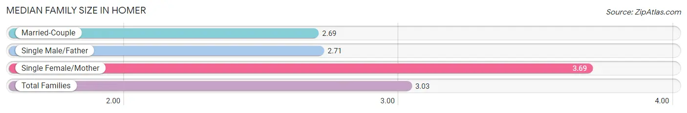 Median Family Size in Homer