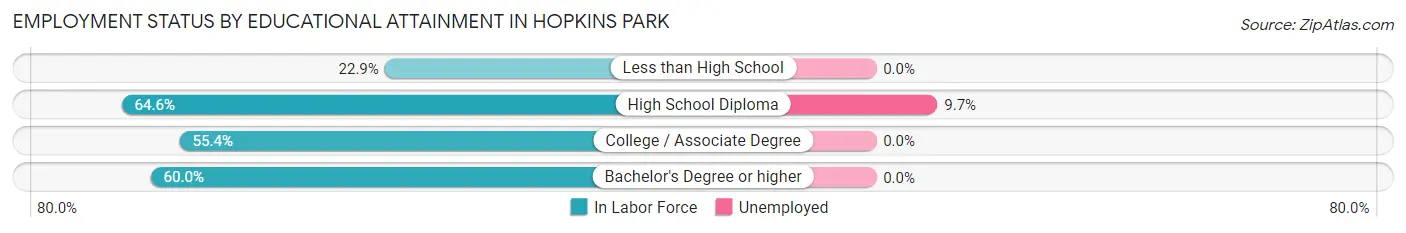 Employment Status by Educational Attainment in Hopkins Park